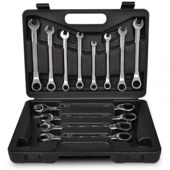 Kit de 12 clés mixtes à cliquet – Garage et Bricolage noir