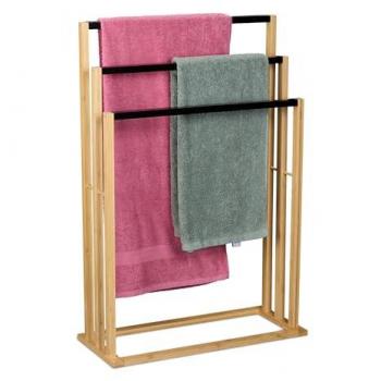 Relaxdays Portabiancheria in Bambù con Tris di Bracci – 82x55x24 cm