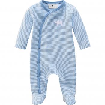 Bellybutton Kids Baby Strampler für Jungen – Schlafoutfit mit Fußschuhen, Code 10892-90624, Gr. 68, Mehrfarbig (weiß/hellblau Streifen)