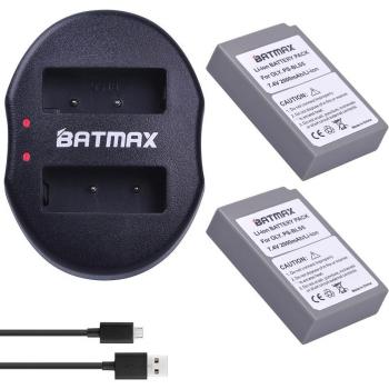 2Pcs BLS-5 2000mAh Battery with Dual USB Charger for Olympus Stylus 1