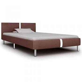 Bettgestell aus Kunstleder in Cappuccino-braun 90x200 cm