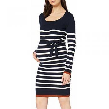 MAMALICIOUS MLKENNA Nell L/S Knit ABK Dress NF A. Vestido, Azul Marino