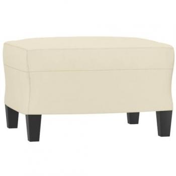 Cream Faux Leather Pouffe 60x50x41 cm