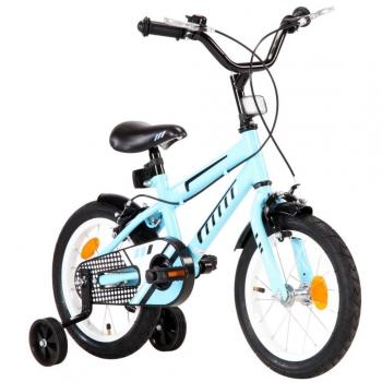 Kinderfahrrad 14 Zoll Schwarz Blau mit Schutzblechen