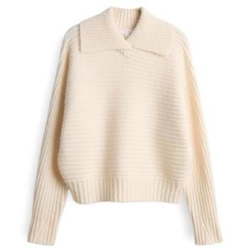 Opus Pullover mit Reverskragen – Purika, 34, cremefarben