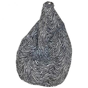 Puf con diseño cebra, blanco y negro, 80 x 120 x 80 cm, embalaje reforzado