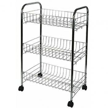 Carrello da Cucina Compatto 3 Ripiani con Ruote 40 x 26 x H62 cm