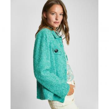 Chaqueta de mujer en tweed con elegante diseño y cuello solapa