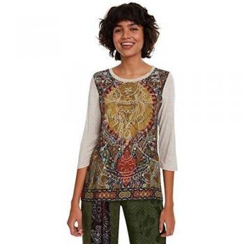 Desigual Camiseta Rahjan para Mujer, Blanco, XL