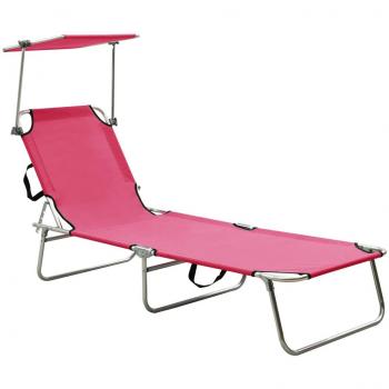 Tumbona con toldo de acero rosa magenta