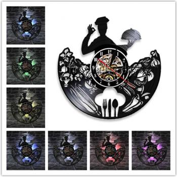 Reloj de Pared 3D Vinilo para Cocina