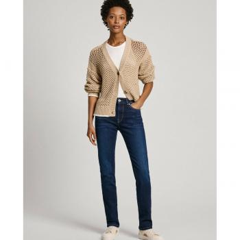 Pantalones vaqueros de mujer slim Pepe Jeans de tiro medio con efecto desgastado
