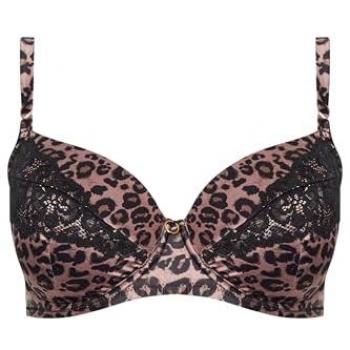 Pink Leopard Striped Satin Sports Top Bra