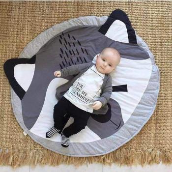 Tapis ludique rond en coton pour enfants