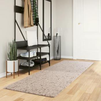 Tapis contemporain Pamplona poils longs beige 80x250 cm