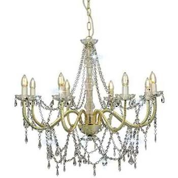 Sonata Chandelier with Crystals, White, 8 x E14 Bulbs