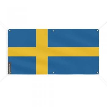 Large Swedish Flag Flagpole Banner 190x380cm, Polyester, 6 Eyelets