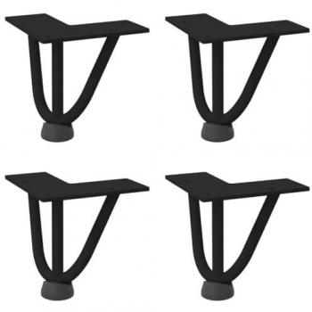 Patas de mesa Forcine 4 piezas en color negro 10 cm acero macizo
