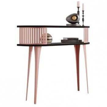 Console Design Sordore 113, Rose et Noir, 89x100x25cm
