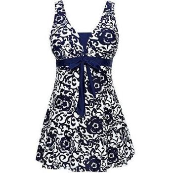 AMAGGIGO Damen-Badekleid „Bauchweg“ – Neckholder, marineblau, EU 46–48