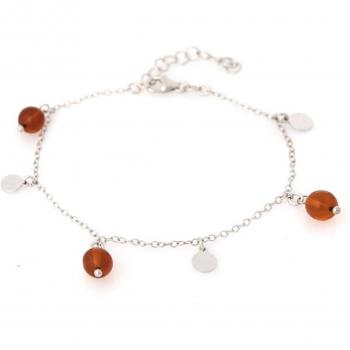 Lily's Treasure Collection: R5548 Silver Love Bracelet – 5 mm Brown, Cognac Amber & Rhodium Accents