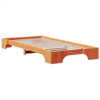 Simple Brown Timber Bed Frame 90 x 200 cm – Natural Waxed Surface