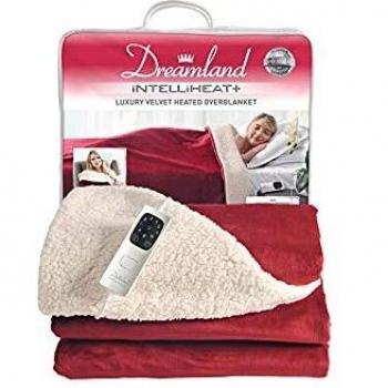 Wine Velvet Sherpa Reverse Heated Blanket by Dreamland, 5-Minute Heat-Up, 6 Temperatures & Timer, 180 x 135 cm, Washable and Tumble Dry Safe