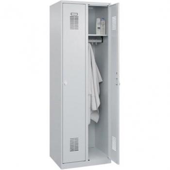 Garderobenschrank Serie Basis PLUS lichtgrau 2 Abteile H1850mm