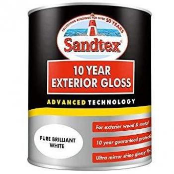 Sandtex 10 Year Exterior Gloss Brilliant White Paint (0.75 Liters)