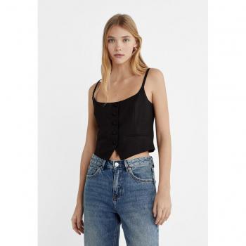 Stradivarius Classic Black Button-Up Top S
