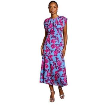 Coast Whisper Blue Petite Midi Dress – 4, Short Sleeve