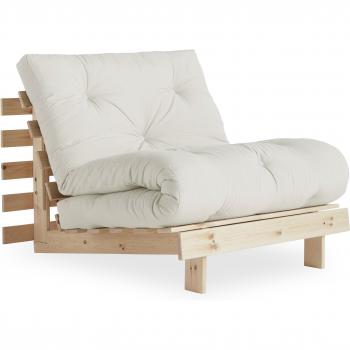 Karup Design Roots Fauteuil Convertible 90x200 cm – Couleur Écru, Bois Naturel