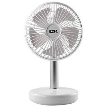 Rechargeable 4W Desktop Fan in White, 17cm Blade Length (EDM‑33501)