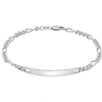 Kuzzoi Armband Herren ID Platte Figaro Klassisch 925 Silber