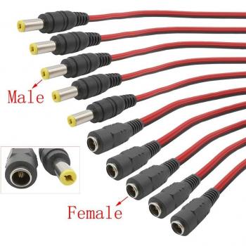 Connecteur 5.5x2.1 mm – 27 cm, Mâle/Femelle pour Caméras de Sécurité