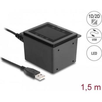 Delock USB Barcodescanner 1D und 2D kabelgebunden für den stationären Einbau (1D-Barcodes, 2D-Barcodes), Barcode-Scanner, Schwarz