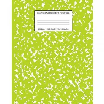 Marbled Composition Notebook: Green Marble Wide Ruled Paper Subject Book