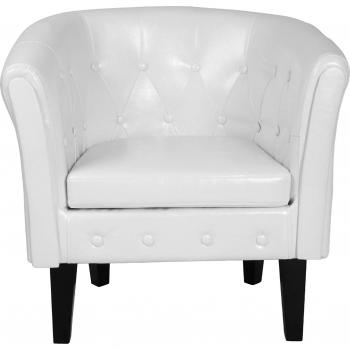 Fauteuil lounge Chesterfield bois massif, cuir synthétique, touche décadente