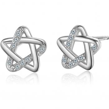 WHCREAT Star-shaped 925 Sterling Silver Earrings Studs for Women