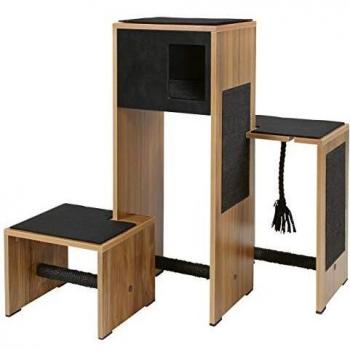 Kerbl 81520 Kratzbaustein Ambiente – 96 x 87 x 100 cm, Dunkelholz (Schwarz)