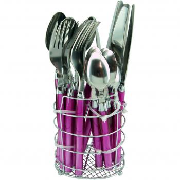 LISA DALBAN MANGO Ménagère 24 pièces Acier Inox Prune – 26,4 x 13,9 x 6,4 cm