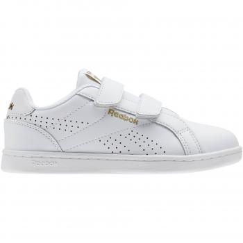 Reebok Girls' Royal Comp CLN 2V Fitness Shoes (White/Gold Metallic)