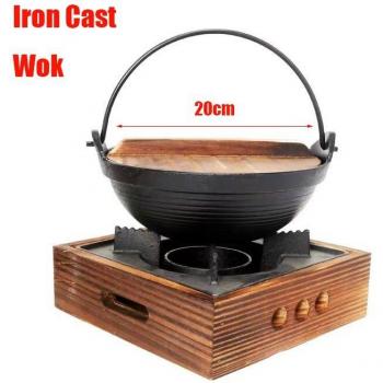 Sukiyaki Gusseisen Topf mit Holzdeckel
