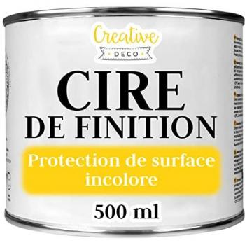 Creative Deco Cire de Finition Incolore 500 ml Vernis Transparent Clair Léger Brillant Protection des Meubles Bois