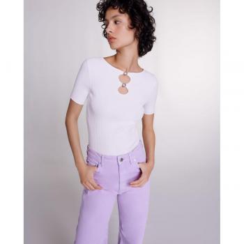 Top de mujer Maje con corte ribeteado y detalles joya