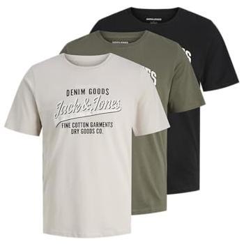 J&J Ethan 3‑Pack T-Shirt – Bunt – Regular Fit – Oliv (M)