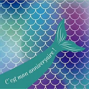 Invitations anniversaire Sirène 8 cartes et enveloppes