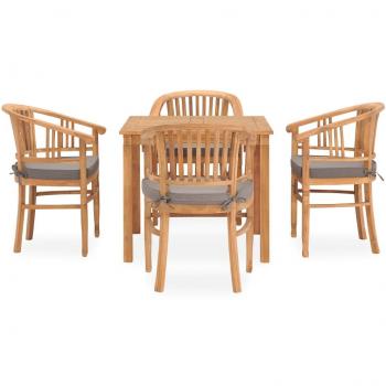 Ensemble de jardin 5 pièces en teck avec coussins