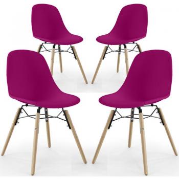 Muebles Skögur: Silla de Comedor Pack 4, diseño escandinavo y patas de madera