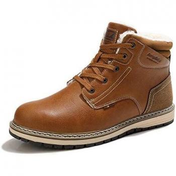 AX BOXING Stivali Uomo Fodera Calda Stivaletti Invernali All'aperto Scarpe Trekking Montagna Taglia 45 EU, Marrone Chiaro